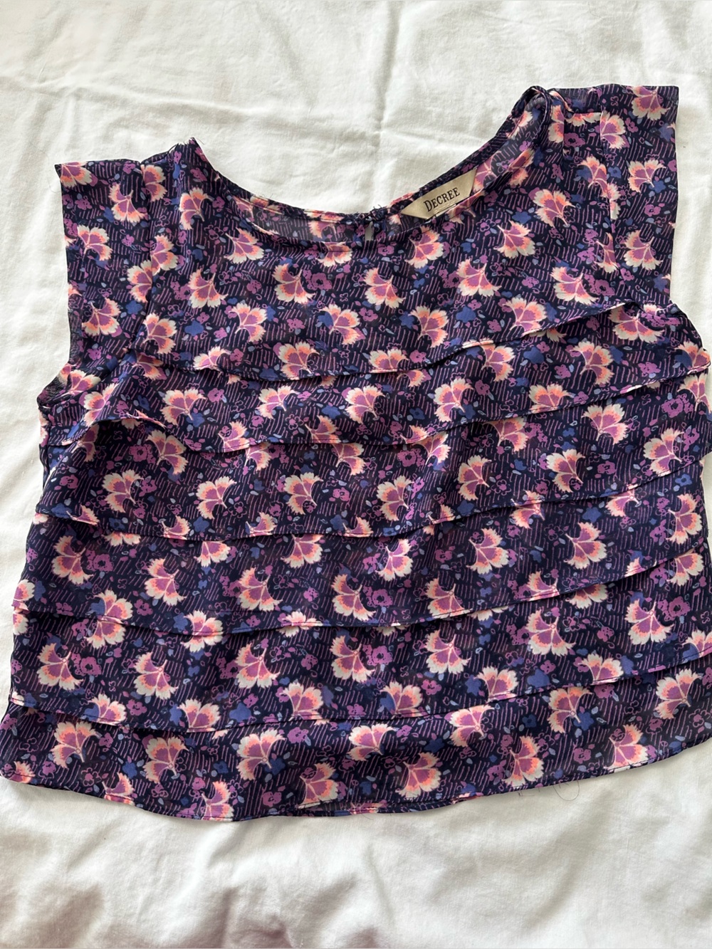 Decree Navy and Pink Floral Top